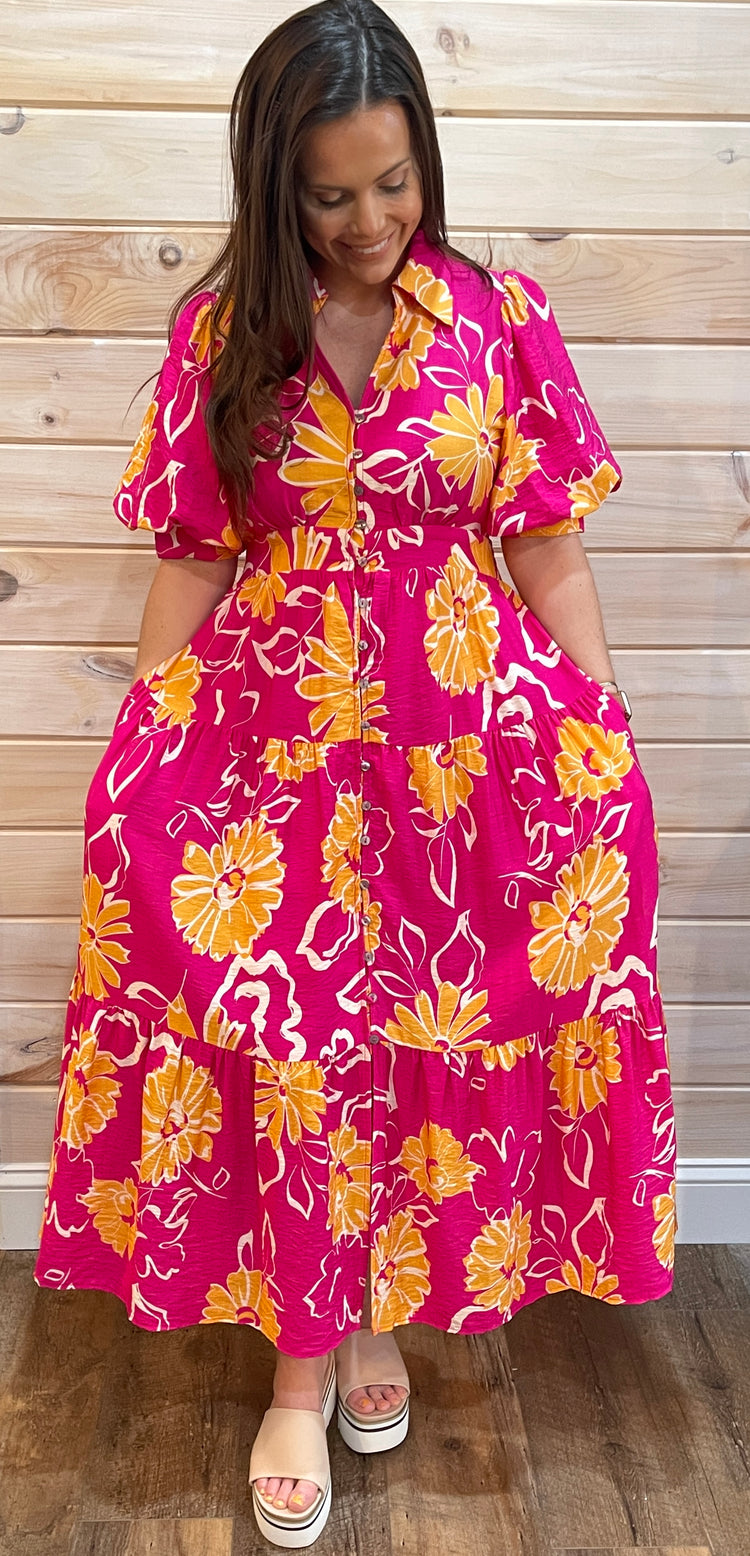 Ready for a Stroll Floral Midi Dress