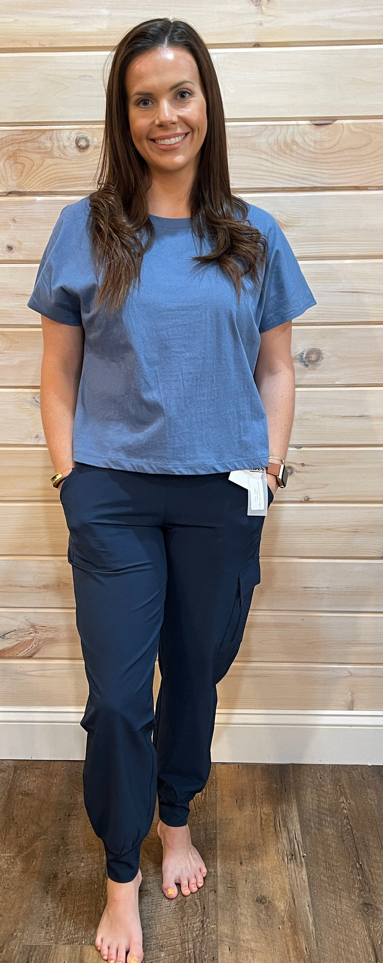 Core Cotton Boxy Tee- Denim
