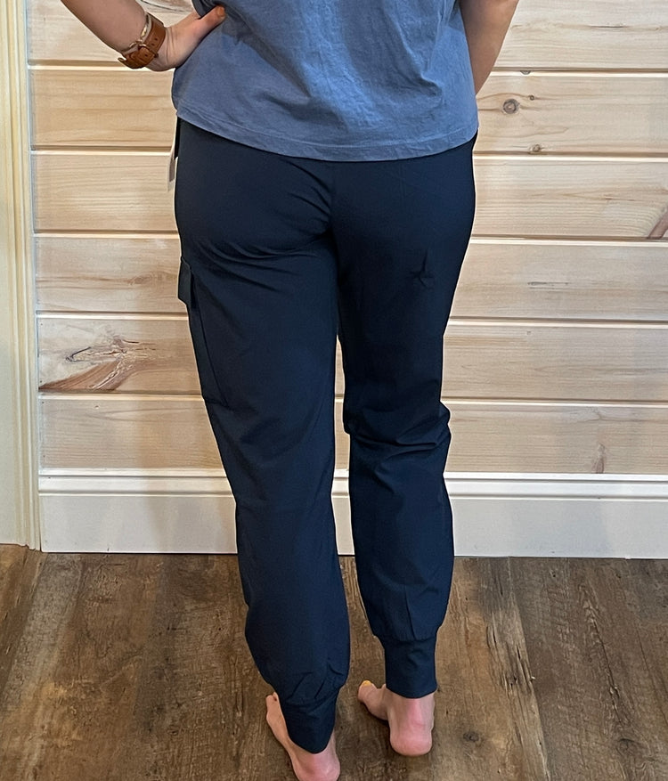 High Waisted Capri Active Joggers- Deep Ocean