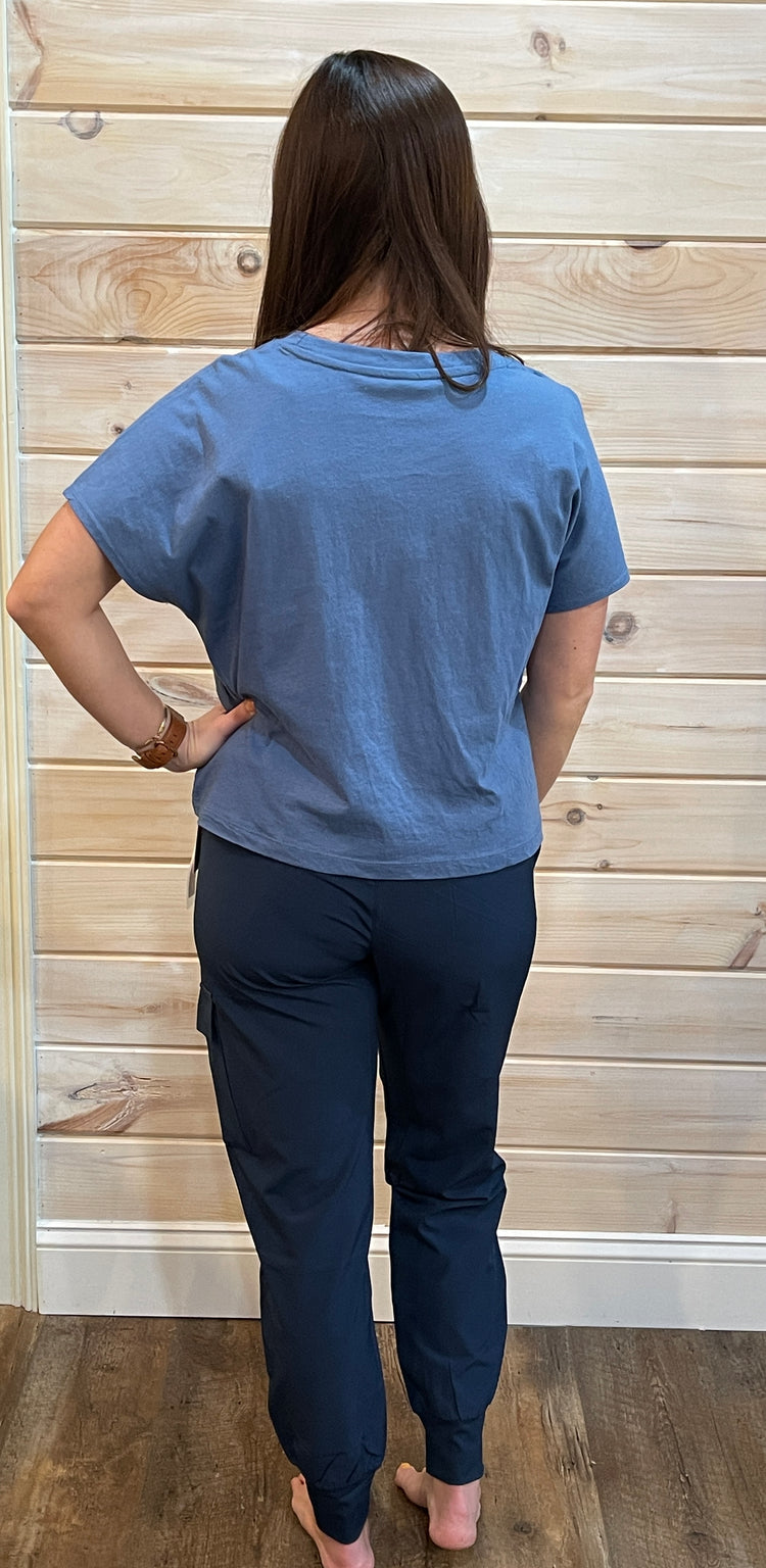 Core Cotton Boxy Tee- Denim