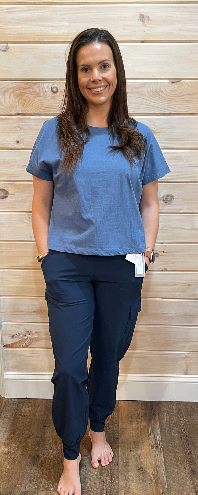 High Waisted Capri Active Joggers- Deep Ocean