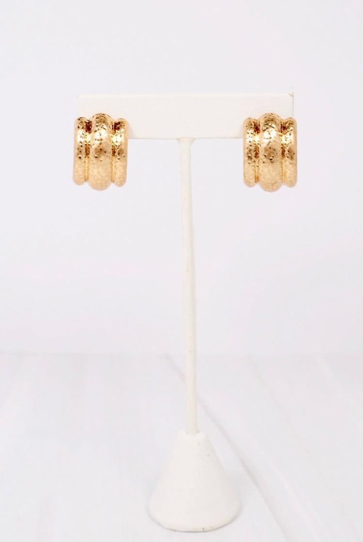 Textured Hoop Earrings- Gold
