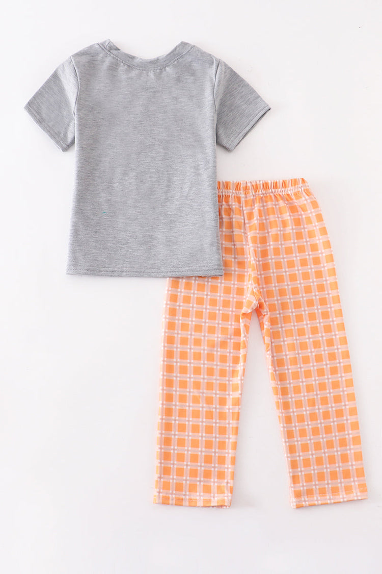 Orange Plaid Pumpkin Boy Set