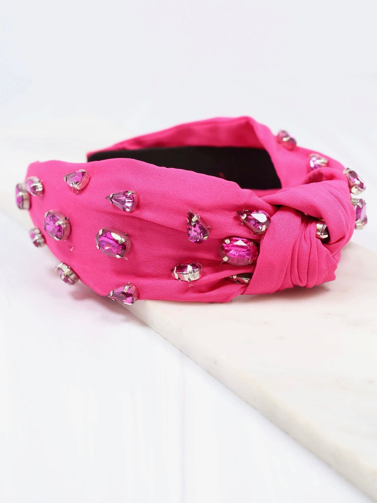 Brighter Days Jeweled Headband- Fuchsia