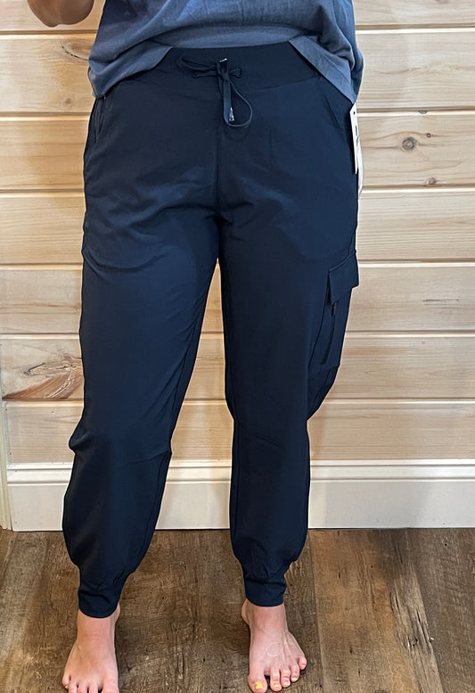 High Waisted Capri Active Joggers- Deep Ocean