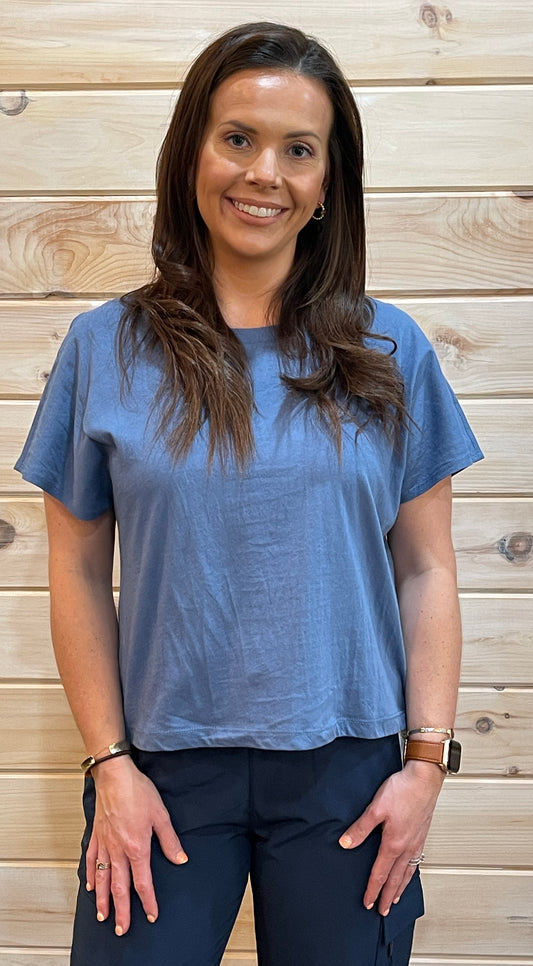 Core Cotton Boxy Tee- Denim