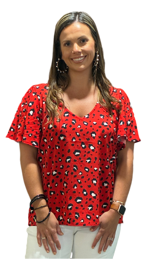 Paisley Top- Party Animal: Red & Black