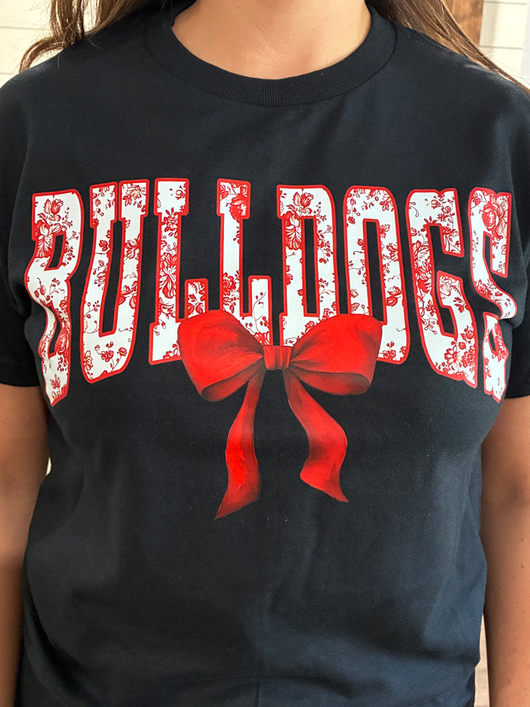 Chinoiserie Bulldogs Coquette Bow Tee