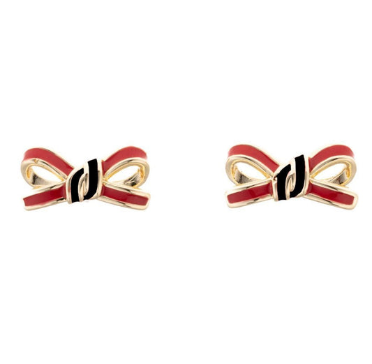 Bow Earrings- Red & Black