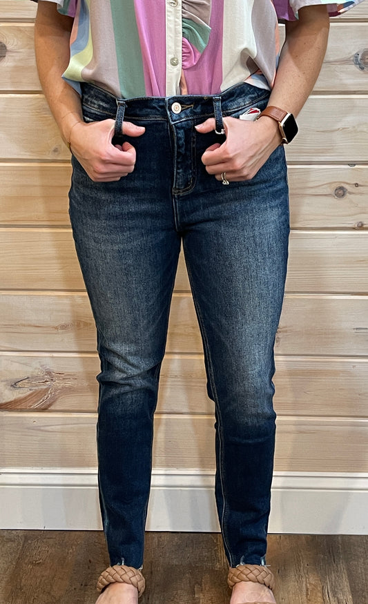 Vervet: High Rise Raw Hem Crop Skinny Jeans